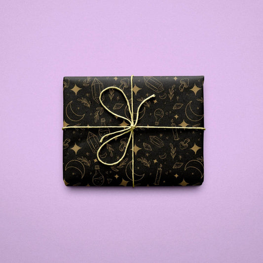 Black Witchy Things Wrapping Paper Sheets - Kimposed