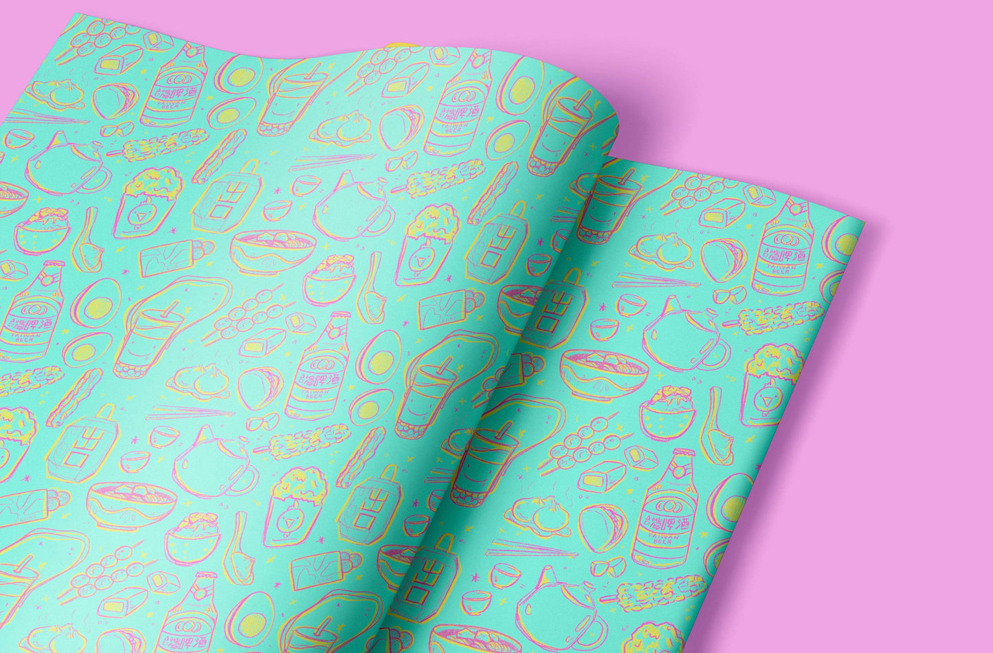 Taiwan Bites Wrapping Paper Sheets - Kimposed