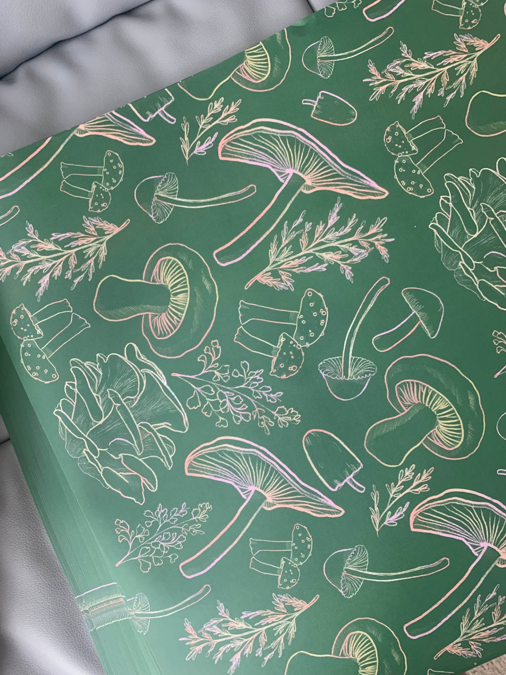 Forest Mushrooms Wrapping Paper Sheets - Kimposed