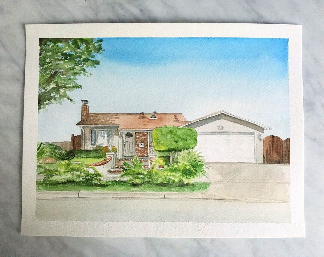 Custom Hand-Painted Watercolor House Portrait - Kimposed