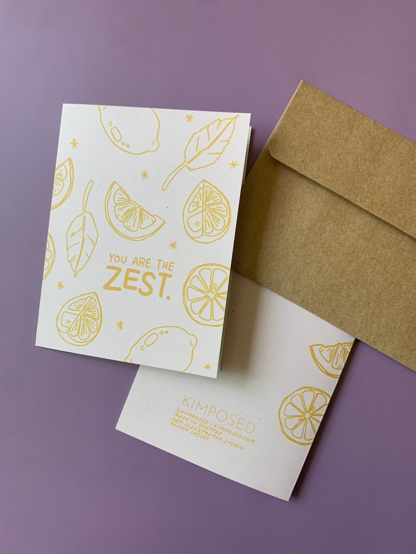 "You are the ZEST!" Lemon Sketch Greeting Card