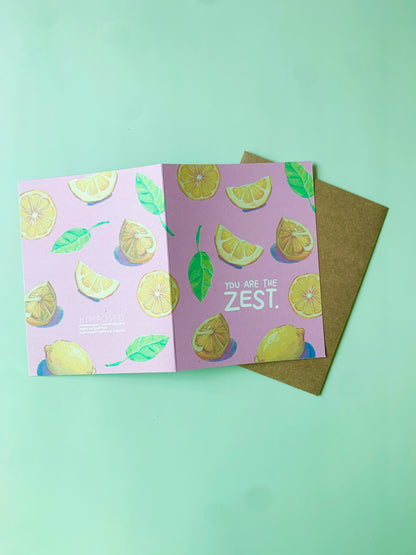 "You are the ZEST!" Lemon Illustrations Greeting Card
