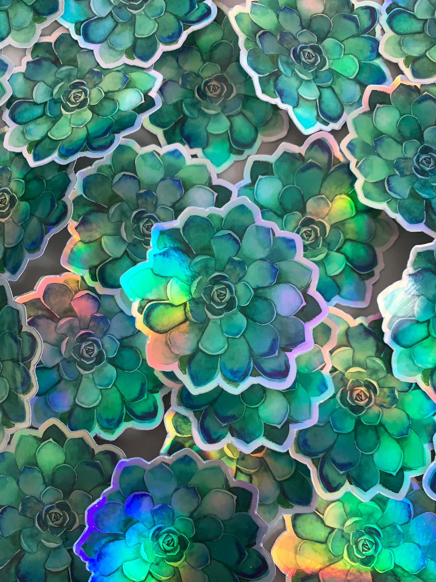 Holographic Teal Succulent Sticker