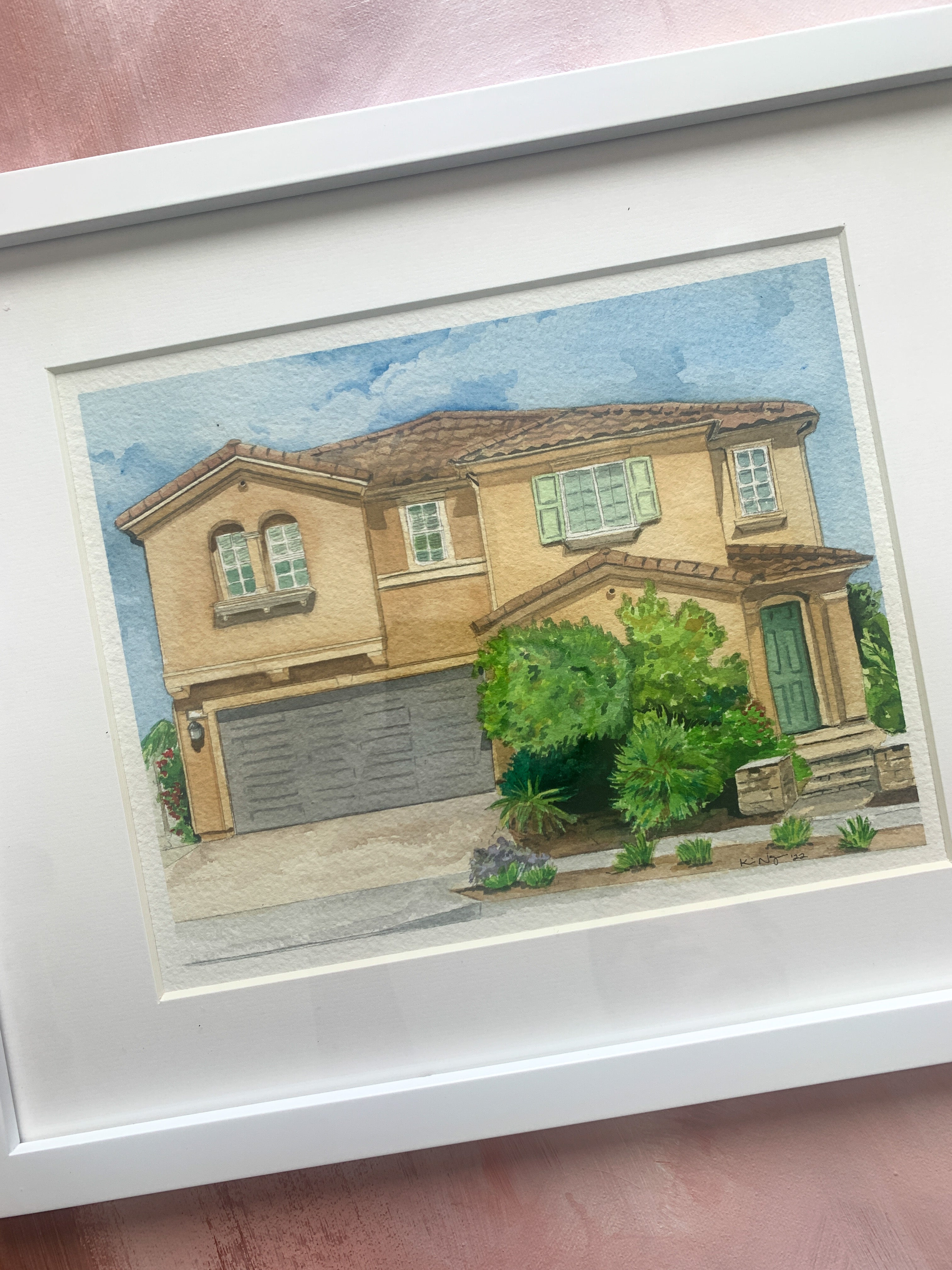 Hot Custom Watercolor Home Portrait - Hand Painted