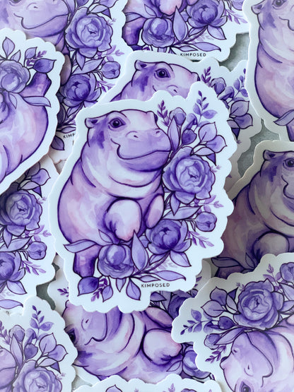 Purple Hippo Sticker
