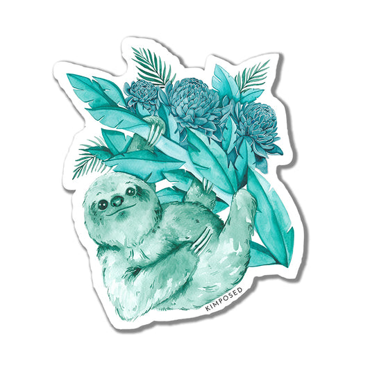 Teal Sloth Sticker